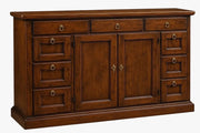 Madia credenza in legno massello tinta noce 2 ante 9 cassetti 160x45x95 cm - Mobili 2G