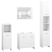 Set Mobili da Bagno | Armadio da bagno 4 pz Bianco in Legno Multistrato