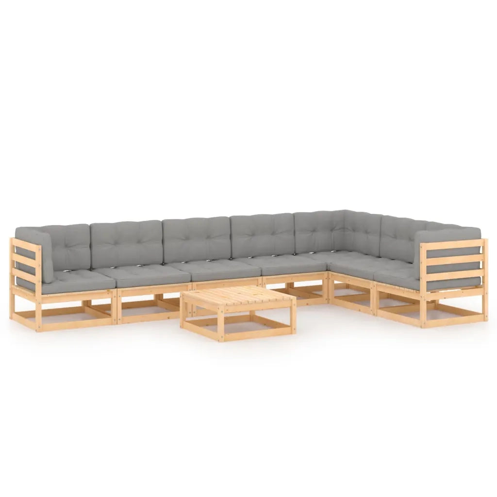 Set Salotto Giardino 8 pz Cuscini Antracite Legno Massello Pino 3076799