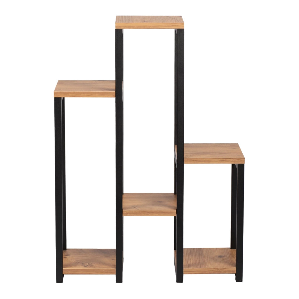 Scaffale per piante a 6 ripiani 78,5 x 56 x 20 cm effetto legno nero 03_0007711