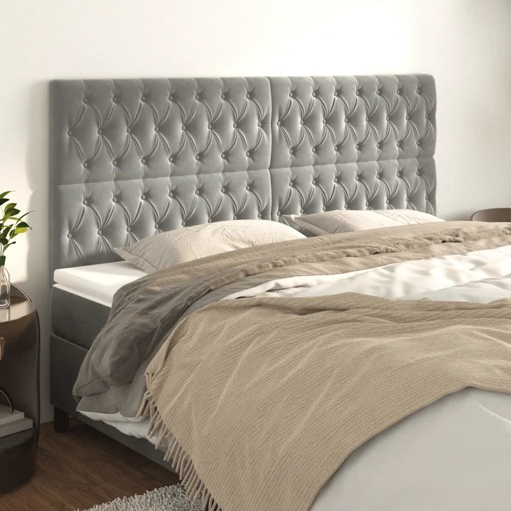 Testiera 4 pz Grigio Chiaro 90 x 7 x 78/88 cm in Vellutocod mxl 73642