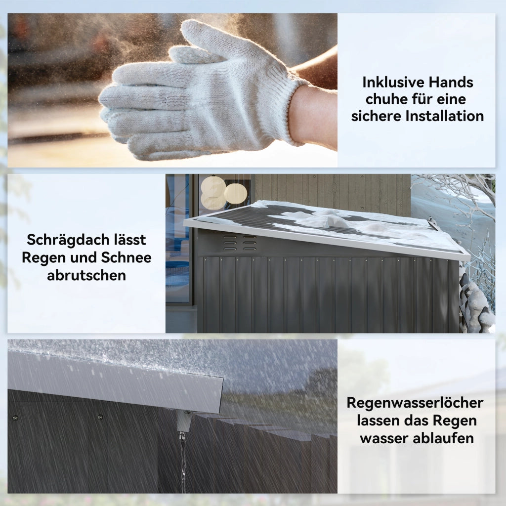 Capanno da giardino in metallo ¨C zephmum ¨C grigio scuro 260x177x190 cm