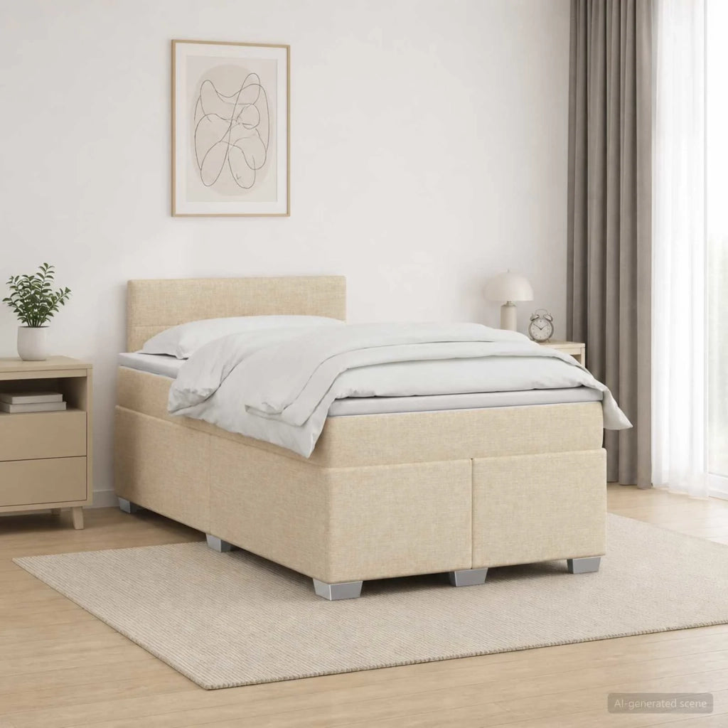 Letto con Box Spring, Materasso e LED Crema 120 x 200 cm 3451922
