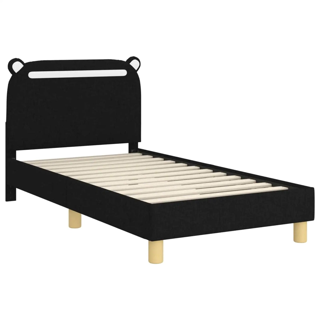 Struttura letto Bambini | Letto Infantile | Lettino con testata Nero 80 x 160 cm Tessuto