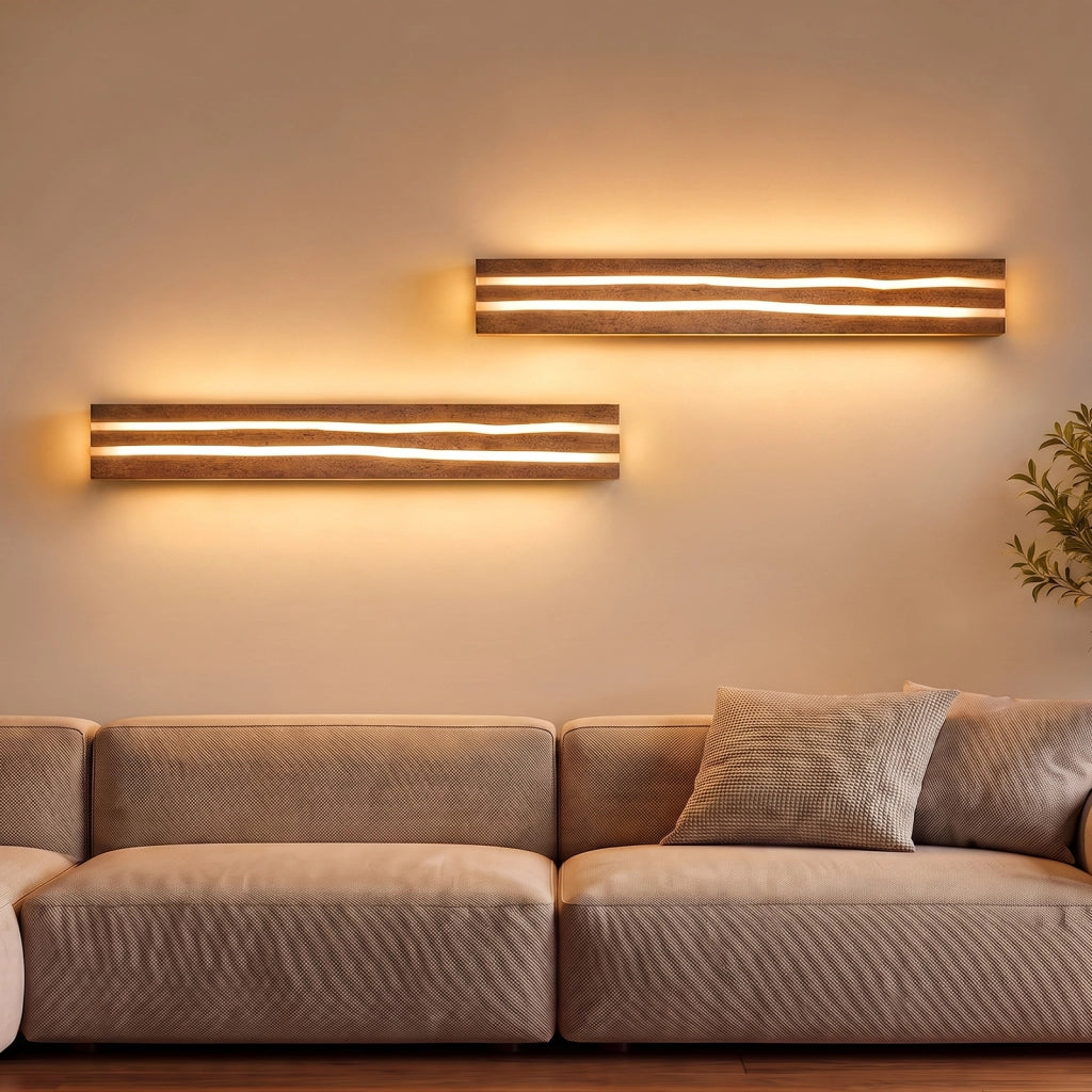 ZMH Lampada da Parete LED Legno 100cm Moderna 3000K 16W per Soggiorno Interni