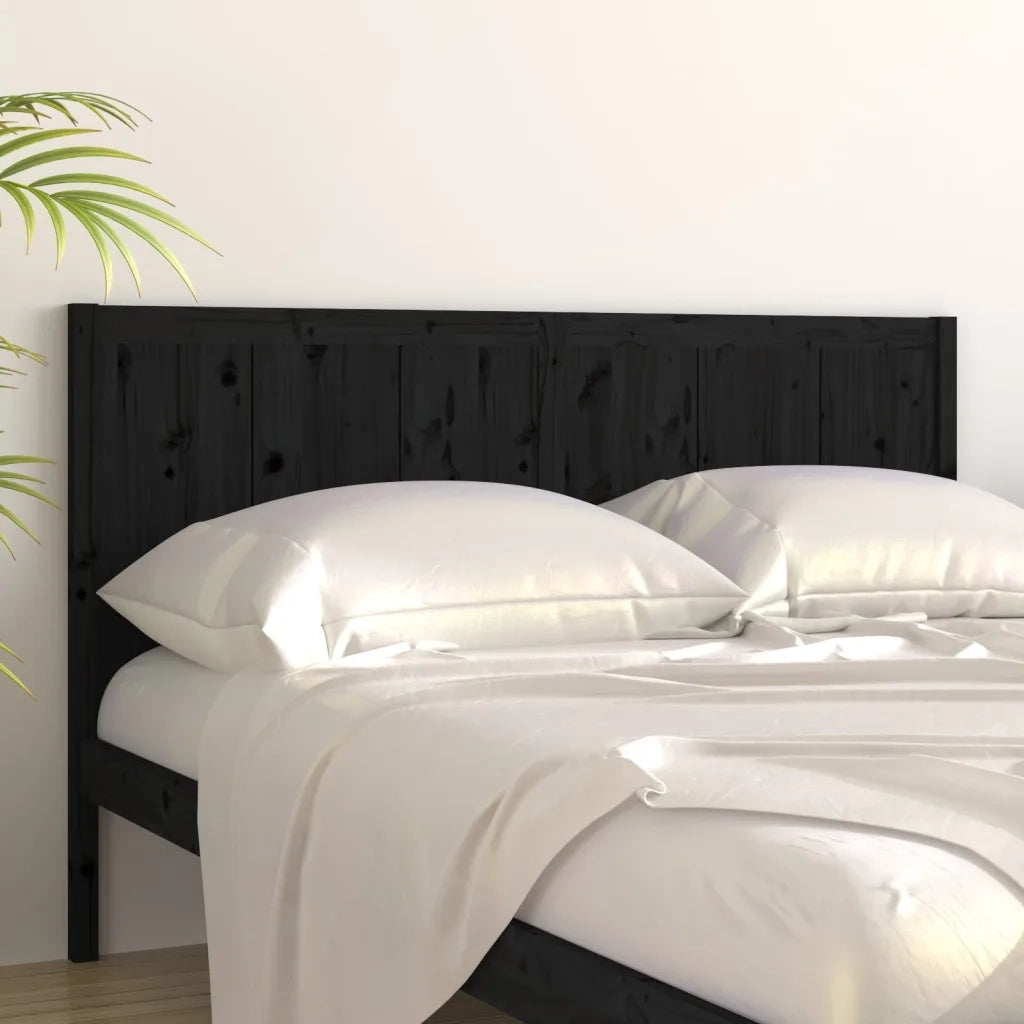 Testiera per Letto Nera 205,5x4x100cm in Legno Massello di Pino 818114