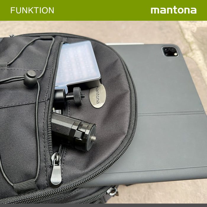 Mantona Azurit zaino fotografico per fotocamera SLR DSLR max 5 obiettivi e accessori, con attacco per treppiede, piedini, maniglia e tracolla di trasporto