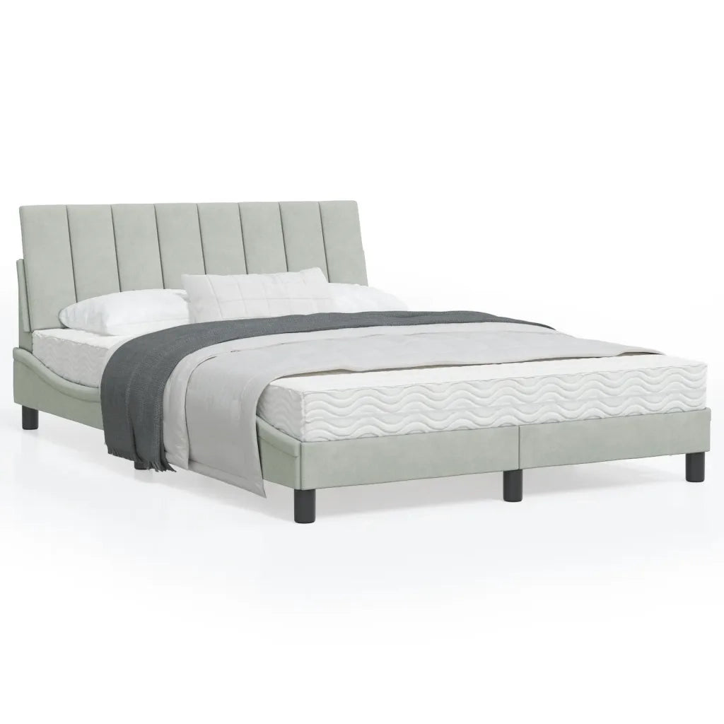 Letto con Materasso Hanko Grigio Chiaro 120x200 cm in Velluto 3208586