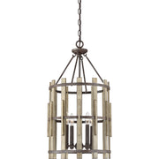 Lampadario rustico nero Wood Hollow 4xE14 60W Quoizel