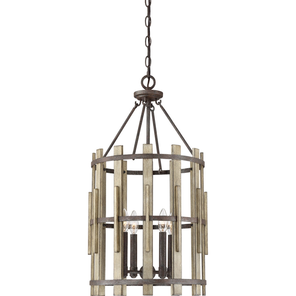 Lampadario rustico nero Wood Hollow 4xE14 60W Quoizel