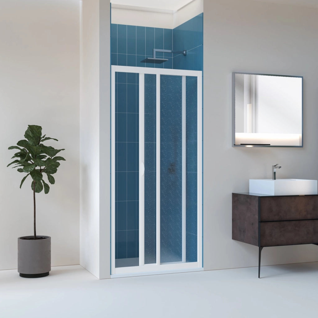 Porta doccia scorrevole acrilico e pvc bianco h.190cm Lucy 100/90 cm