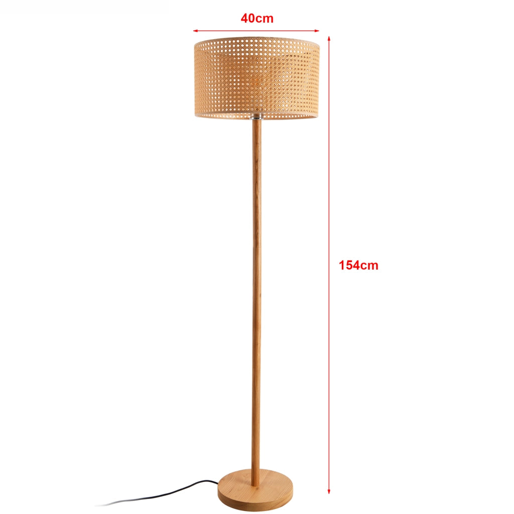 Lampada da Terra Rochdale con Paralume Cilindrico in Rattan lux.pro