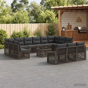 Set Divano da Giardino 14 pz Grigio polyrattan 3436160