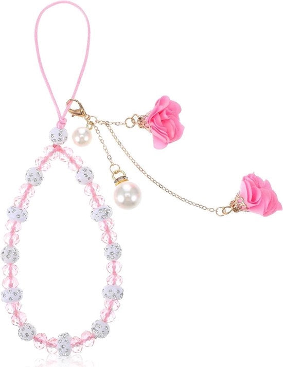 Accessori per Telefono Universali con Disegno di Fiori - Catena per Telefono, Perle - Accessori per Telefono per Donne e Ragazze