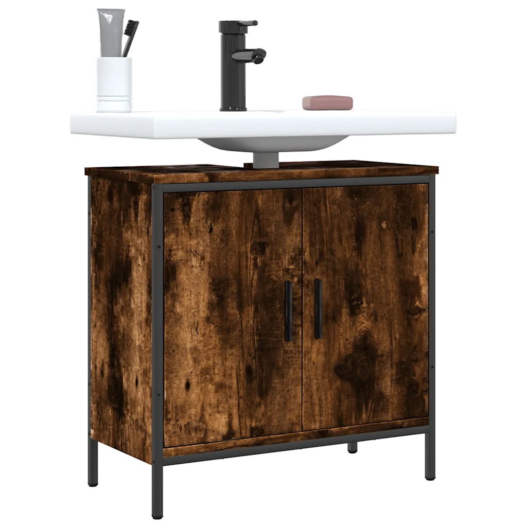 Mobile Lavabo Bagno-Armadietto da bagno Rovere Fumo 60x30x60 cm Legno Multistrato 362502