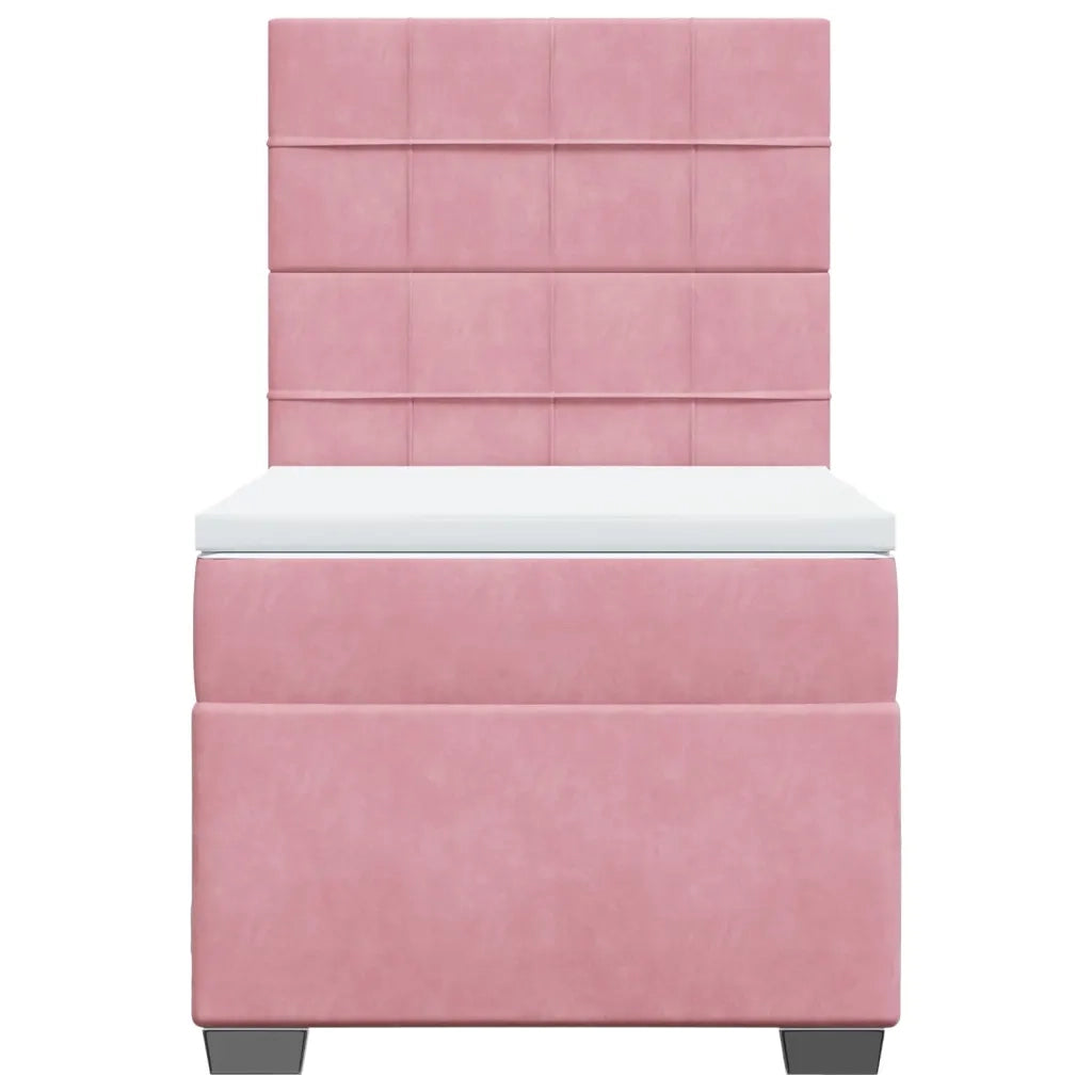 Giroletto a Molle con Materasso Rosa 90x190 cm in Velluto