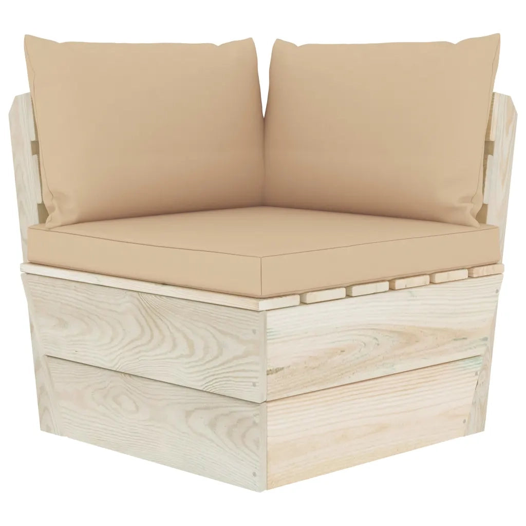 Divano Angolare da Giardino su Pallet e Cuscini Legno di Abetecod mxl 72507