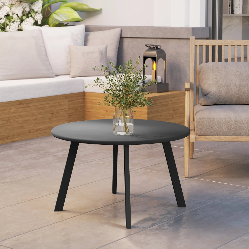 Comodino laterale; tavolino balcone in metallo; tavolino da caffè rotondo; tavolino da giardino impermeabile; ?70 x 42H cm; nero