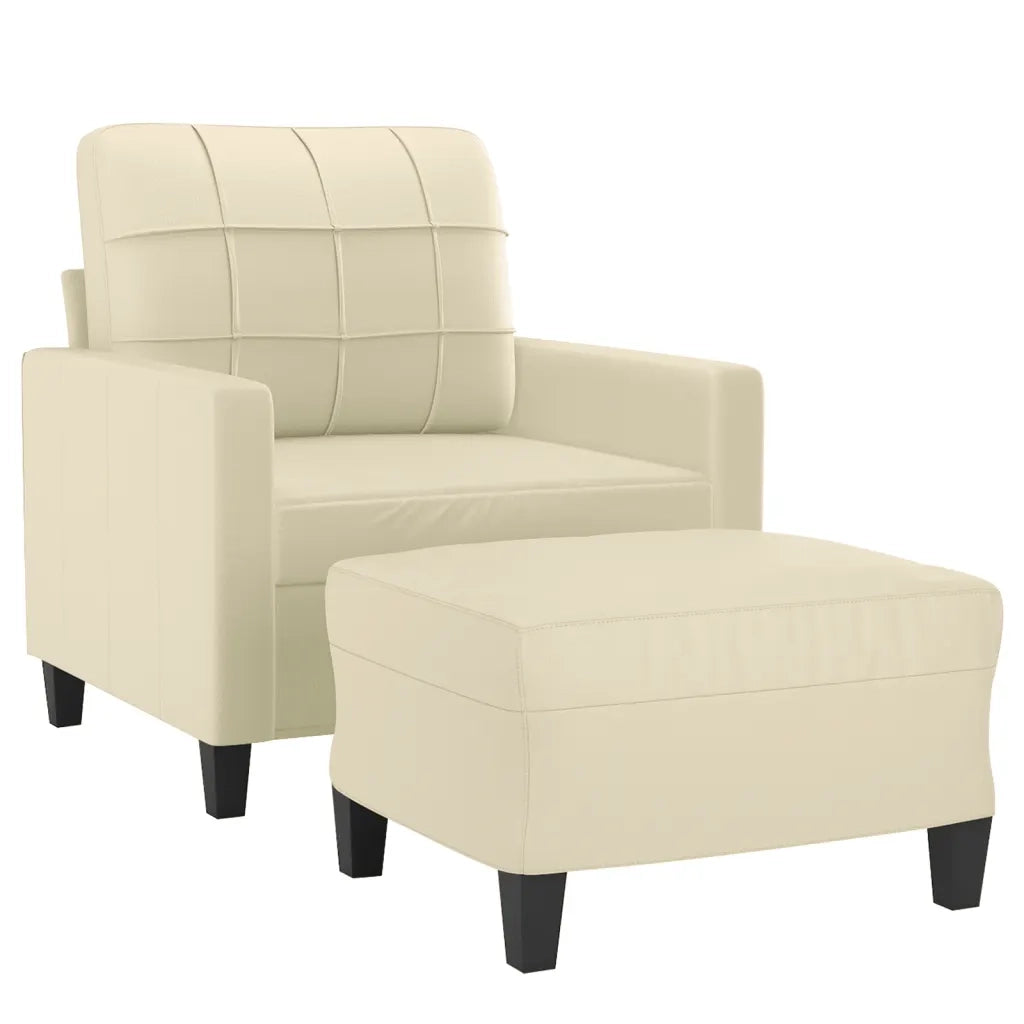 Poltrona | Sedia Relax con Poggiapiedi Crema 60 cm in Similpelle