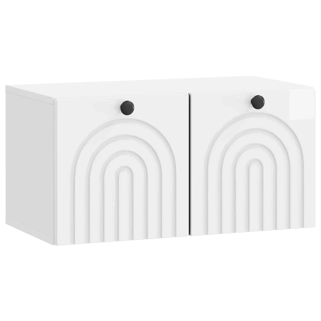 Mobile Porta TV da Muro Bianco Lucido 59,5 x 31 x 30 cm 898199