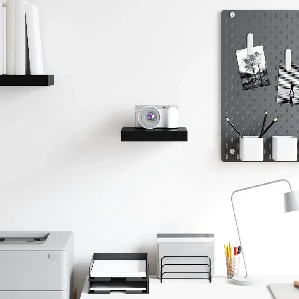 Scaffale a Parete Nero Lucido 23x23,5x3,8 cm in MDF 323760