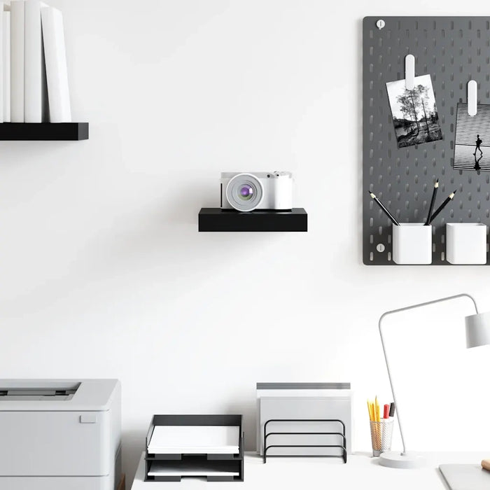 Scaffale a Parete Nero Lucido 23x23,5x3,8 cm in MDF 323760