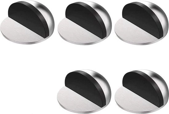 Blocco Porta in Acciaio Inox con Adesivo Self Adhering - Senza Foratura - Set con Differenziale in Gomma