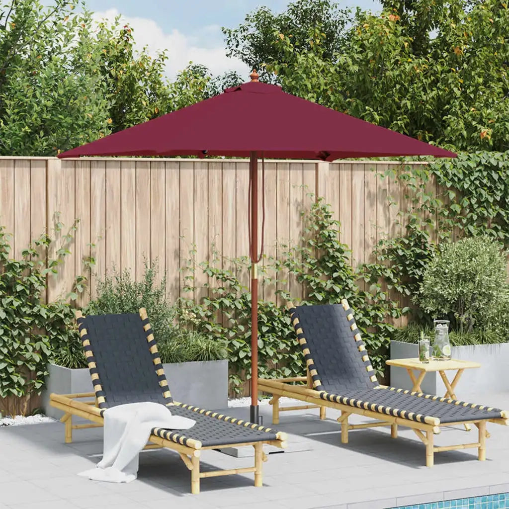 Ombrello | Parasolne da Esterni Palo in Legno 150x200 cm Rosso Bordeaux