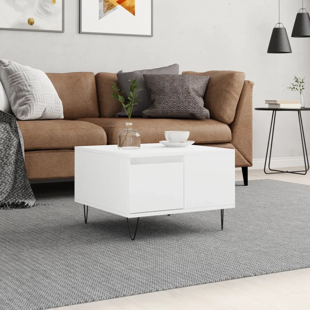 Tavolino da Salotto-Tavolino da soggiorno-Tavolo Bianco 55x55x36,5 cm in Legno Multistrato 641081