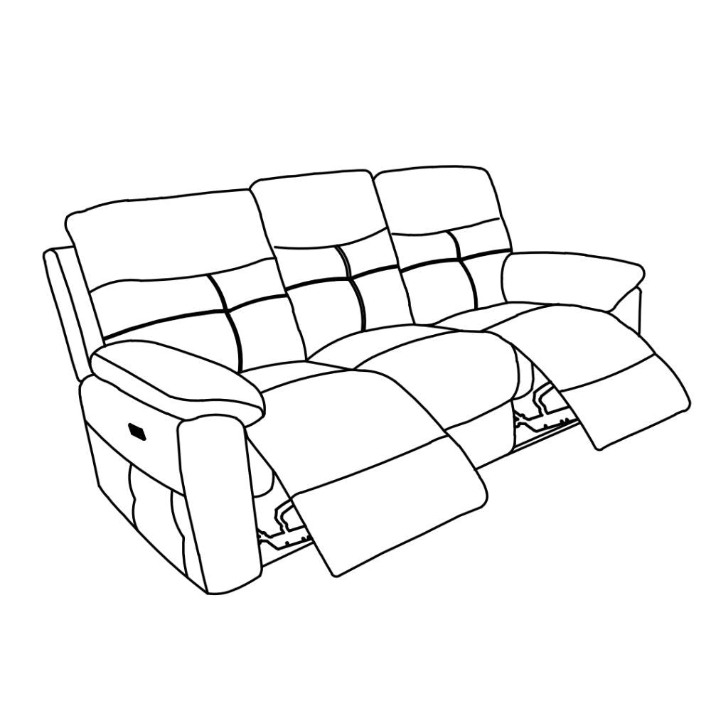 Divano Kayde 3 posti recliner elettrico in tessuto beige – Comfort e relax totale