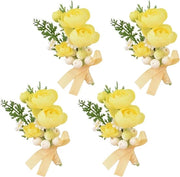 Set di Corsage e Boutonniere artificiale 4 pezzi per prom, matrimonio e festa.