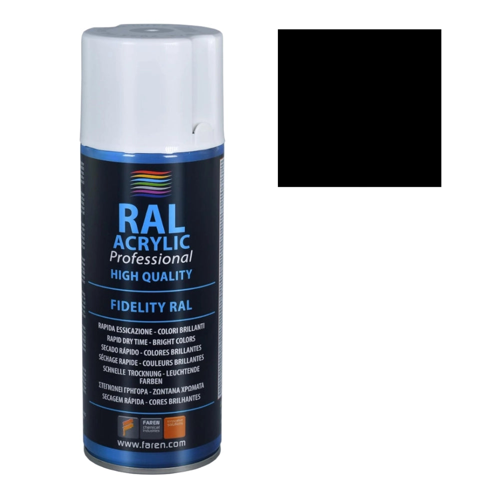 Faren ral acrylic vernice spray acrilica brillante a rapida essicazione 400 ml *** colore- nero intenso opaco - ral 9...