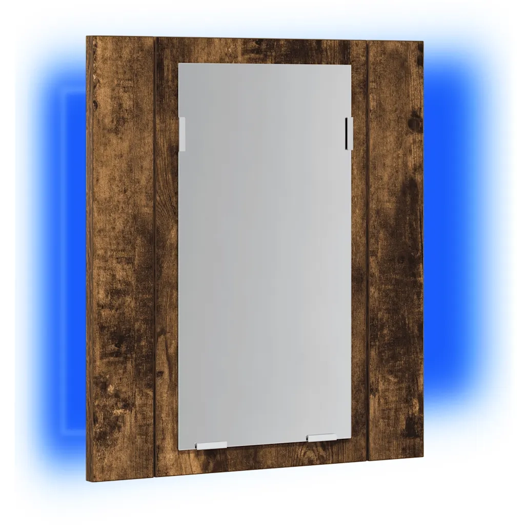 Mobile Bagno Specchio LED Rovere Fumo 40x12x45cm Multistrato 822833