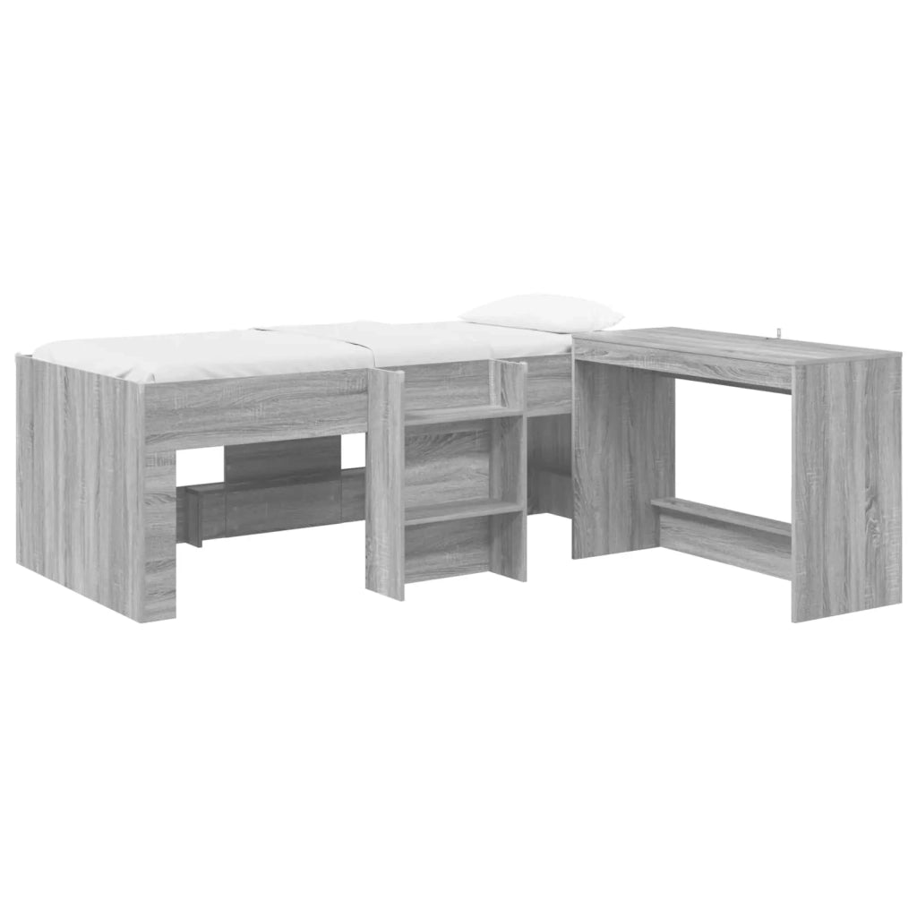 Letto alto per bambini con scrivania 2 pz Sonoma grigio 3423459
