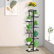 Trappola per piante metallica - 8 livelli - vassoio per piante - giardino balcone soggiorno - nero