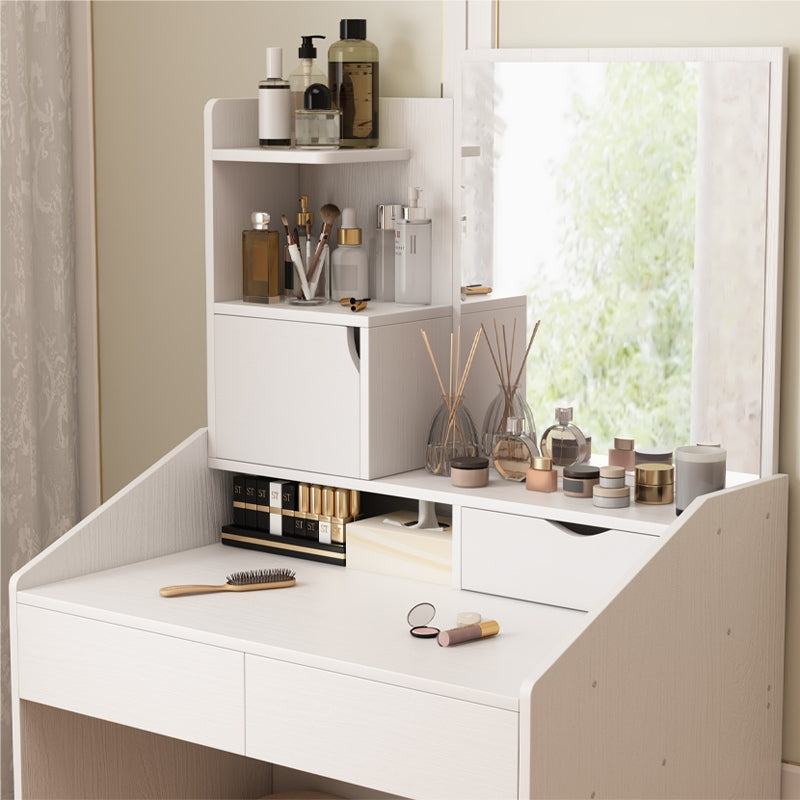 Toilette con specchio bianco trucco glamour con cassetti scandinavo moderno