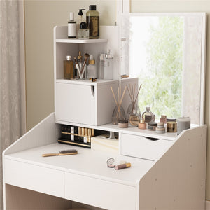 Toilette con specchio bianco trucco glamour con cassetti scandinavo moderno