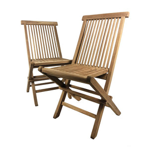 Set 2 Sedie Pieghevoli per Giardino e Terrazza Pinta in Legno Teak
