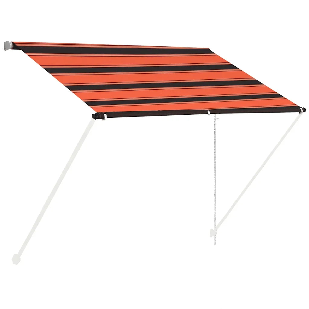 Tenda da Sole Retrattile con LED-Tenda parasole per Patio 100x150 cm Arancione e Marrone