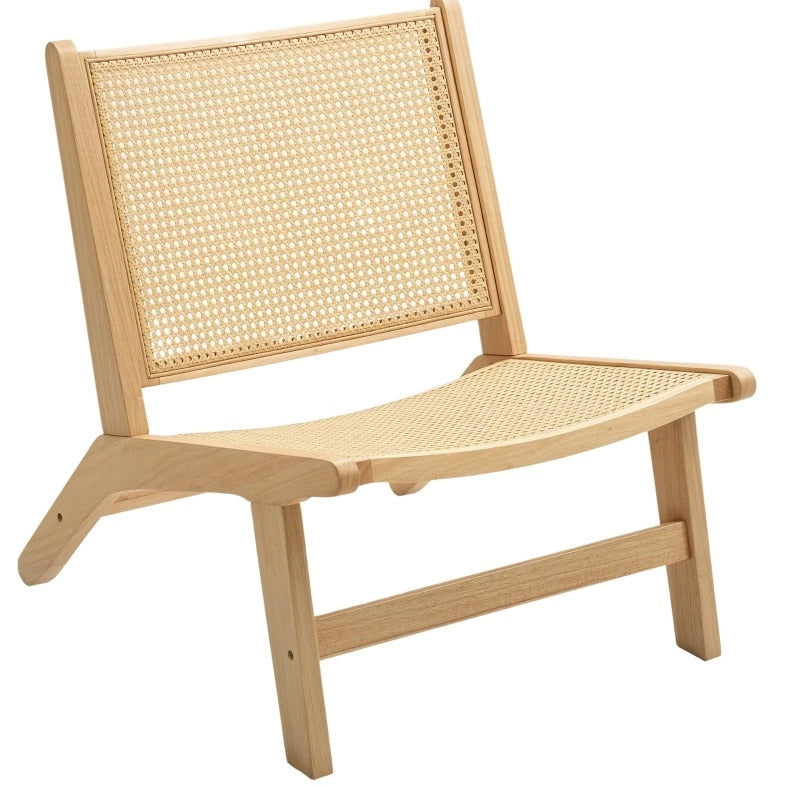 Poltrona relax in legno e rattan senza braccioli