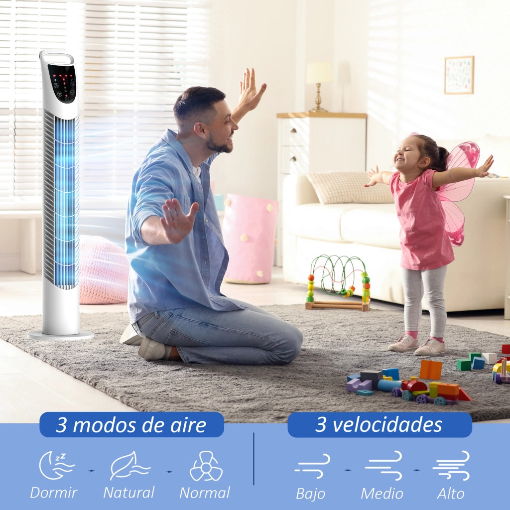 Ventilatore a Torre 40W con Telecomando ¨C Zephmum ¨C 18x78.5 cm Bianco