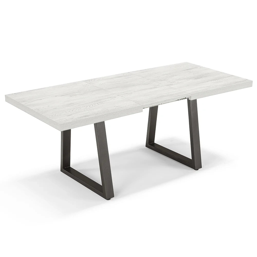 Tavolo da pranzo allungabile Quercia Bianco 145x85 MADE IN ITALY modello GOYA fino a 195 CM per sala da pranzo, cucina e soggiorno, design moderno con top in melaminico