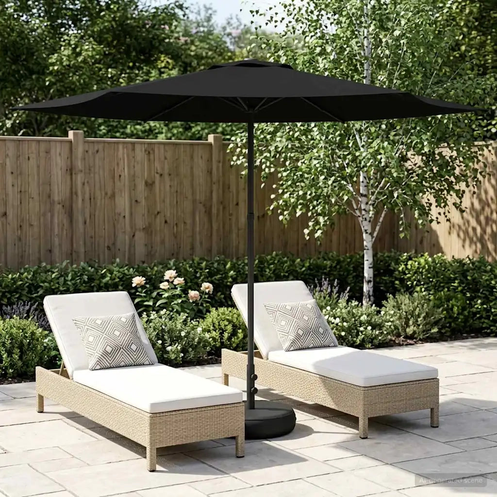 Ombrello da giardino 300 x 300 cm Poliestere Rettangolare Nero 42036236