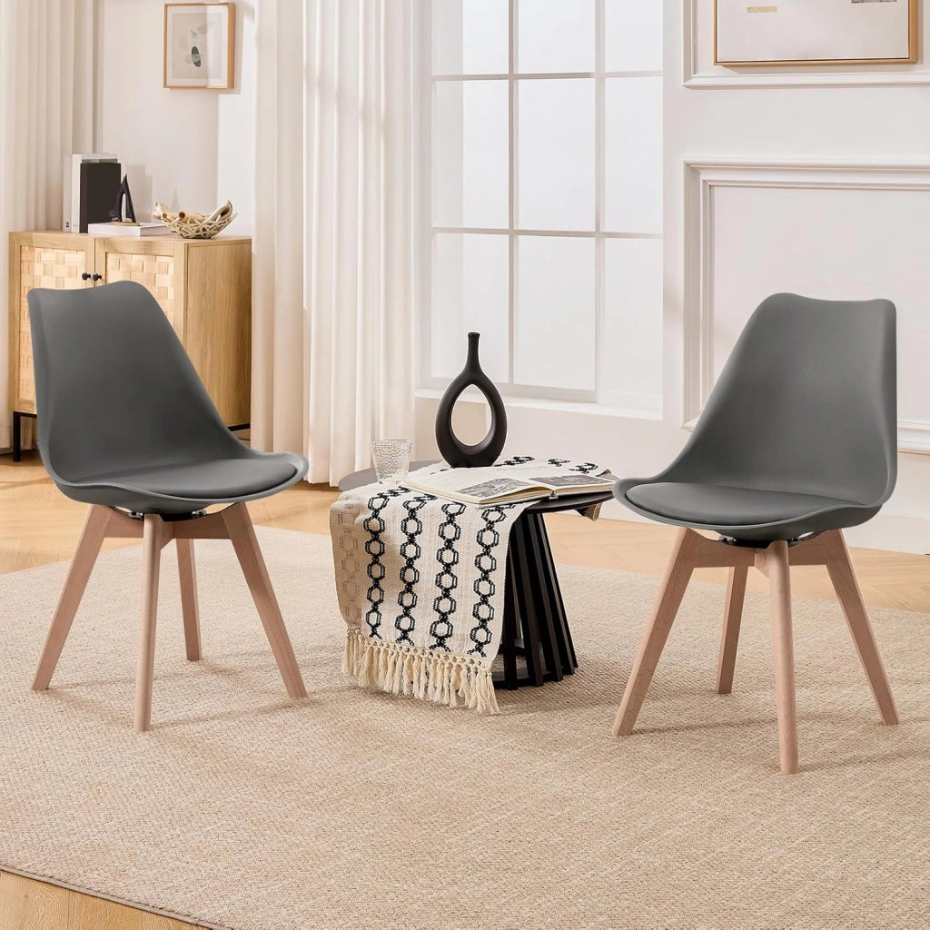 Sedie da Pranzo Set di 4, Sedie Girevoli da Cucina con Imbottite Moderne, per Sala da Pranzo, in Legno Massello e Pelle Sintetica, EZS77gr-4