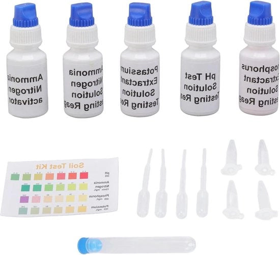 Kit di Test del Terreno con Misurazione di Azoto Liquido - Potassio - pH - per Giardino e Prato - Agricoltura Verdure e Giardino - Kit di Test del Terreno e Piante