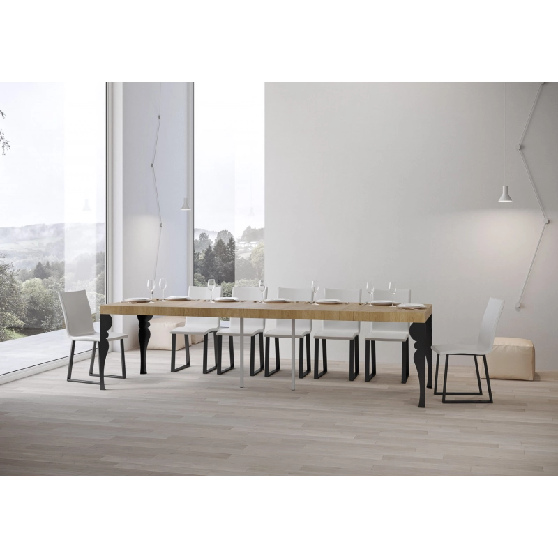 Consolle allungabile 90x40/300 cm Paxon Premium telaio Antracite - Quercia Natura