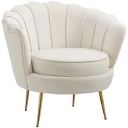 Poltrona di Design Stile Vintage Imbottita in Velluto, 79x77x77cm, Crema