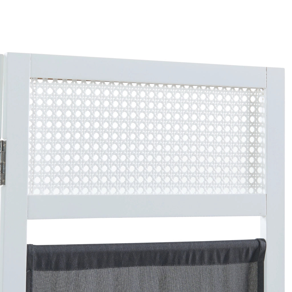 Paravento Pieghevole Dorotea per Interni Separè a 4 Pannelli 160 x 170 cm Bianco / Grigio Scuro [en.casa]