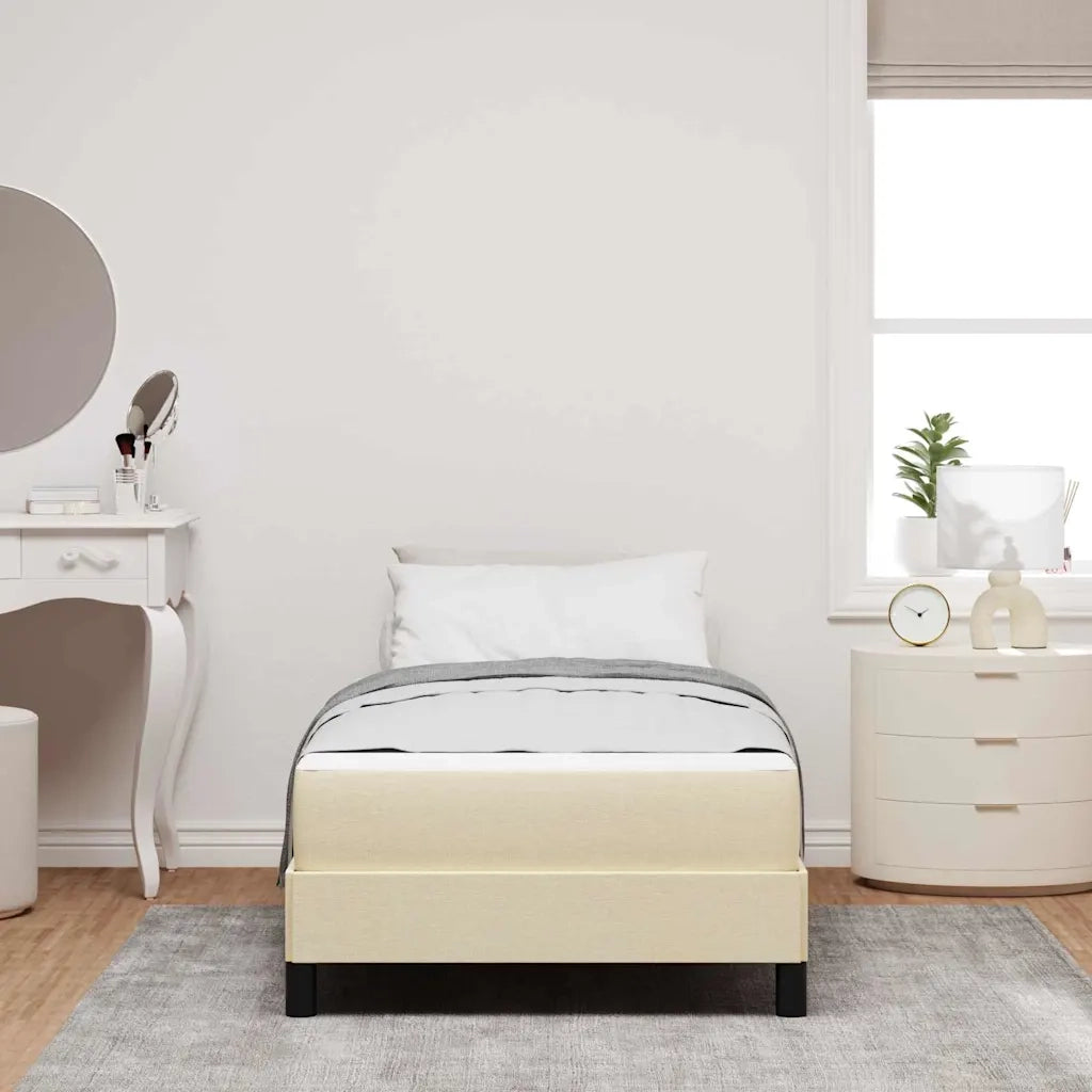 Letto a molle con materasso Crema 90 x 200 cm Tessuto