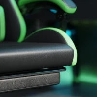 Sedia da Gaming con Altezza Regolabile e Schienale Reclinabile, 65x65x121-129 cm, Nero e Verde